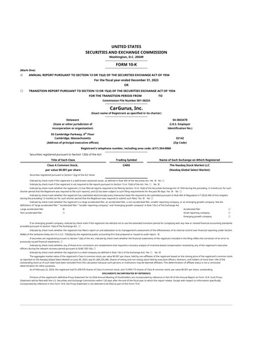 Miniature CarGurus 10-K Rapport annuel 2023