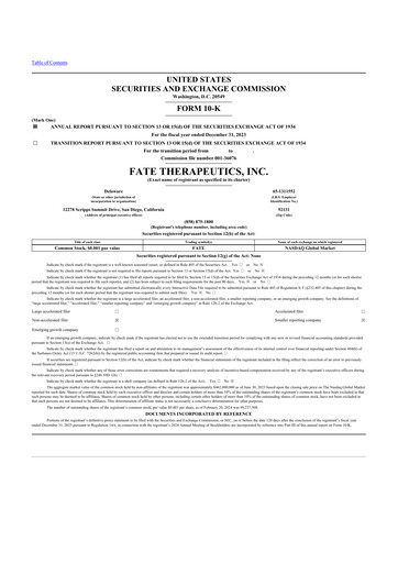 Thumbnail Fate Therapeutics
 10-K Annual Report 