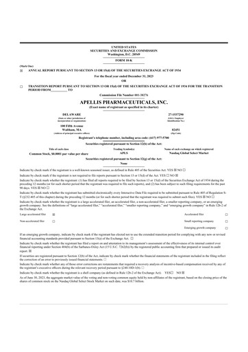 Thumbnail Apellis Pharmaceuticals 10-K Annual Report 2023