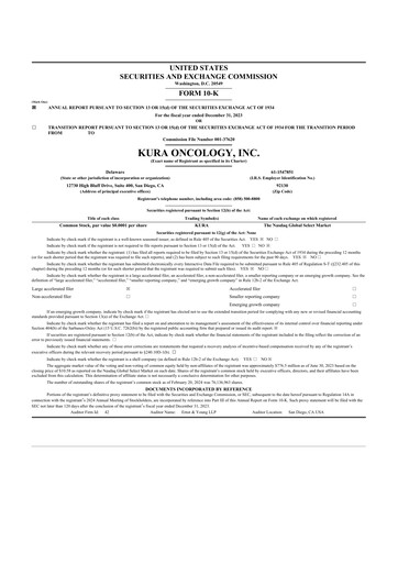 Thumbnail Kura Oncology
 10-K Annual Report 2023