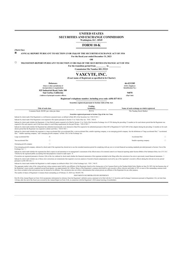 Thumbnail Vaxcyte
 10-K Annual Report 2023