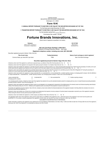 Thumbnail Fortune Brands Innovations 10-K Annual Report 2023