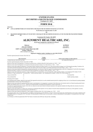 Thumbnail Alignment Healthcare 10-K Annual Report 2023
