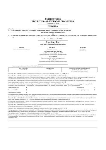 Vorschaubild Alector
 10-K Jahresbericht 2023