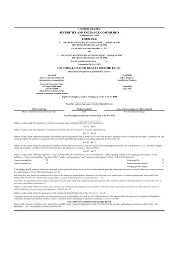 Thumbnail Universal Health Realty Income Trust 10-K Annual Report 2023