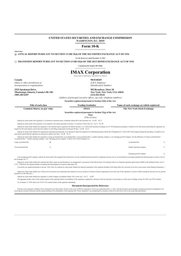 Thumbnail Imax Corp 10-K Annual Report 2023