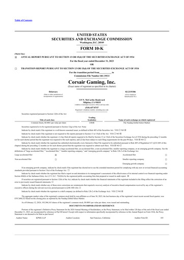 Thumbnail Corsair Gaming
 10-K Annual Report 2023