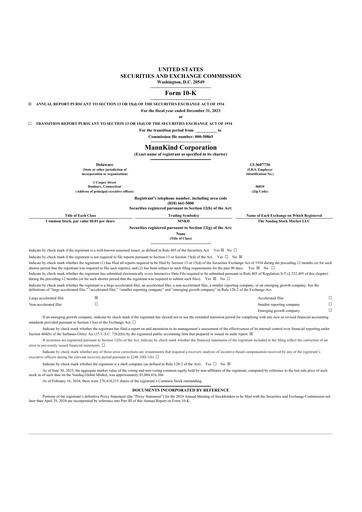 Thumbnail MannKind Corp 10-K Annual Report 2023