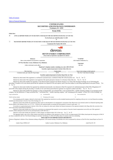 Thumbnail Devon Energy
 10-K Annual Report 2023