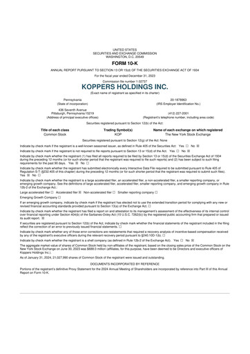 Thumbnail Koppers Holdings 10-K Annual Report 2023