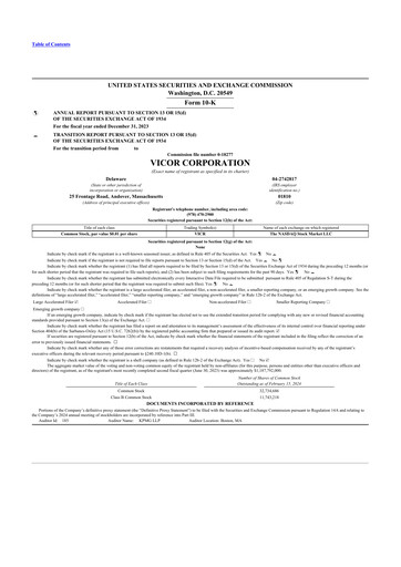 Vorschaubild Vicor
 10-K Jahresbericht 2023