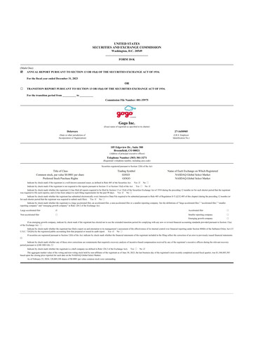 Thumbnail Gogo Inflight Internet
 10-K Annual Report 2023