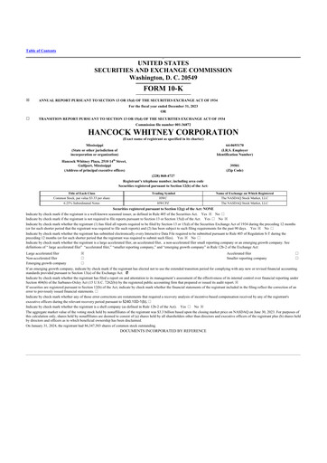 Thumbnail Hancock Whitney 10-K Annual Report 2023