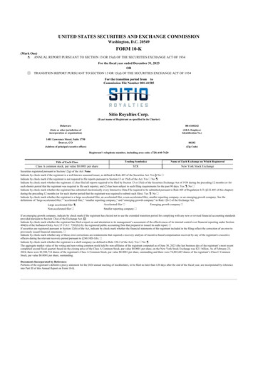 Thumbnail Sitio Royalties 10-K Annual Report 2023