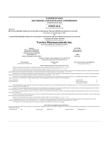 Thumbnail Verrica Pharmaceuticals 10-K Annual Report 2023