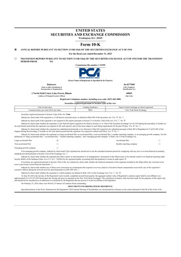 Thumbnail Packaging Corporation of America
 10-K Annual Report 