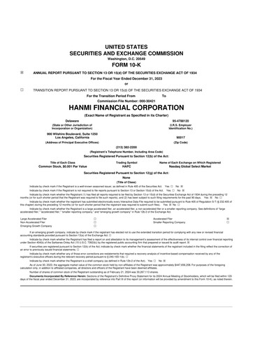 Thumbnail Hanmi Financial 10-K Annual Report 2023