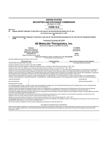 Vorschaubild 4D Molecular Therapeutics 10-K Jahresbericht 2023