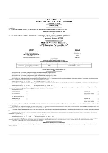 Thumbnail Medical Properties Trust
 10-K Annual Report 