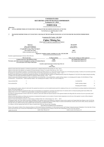 Thumbnail Cipher Mining 10-K Annual Report 2023