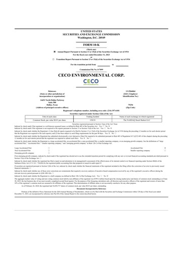 Thumbnail CECO Environmental
 10-K Annual Report 2023