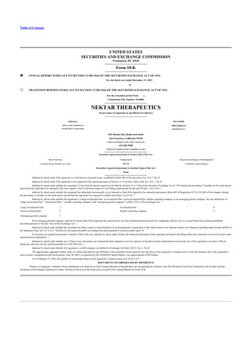 Thumbnail Nektar Therapeutics
 10-K Annual Report 2023