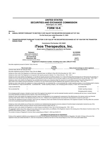 Thumbnail iTeos Therapeutics 10-K Annual Report 2023