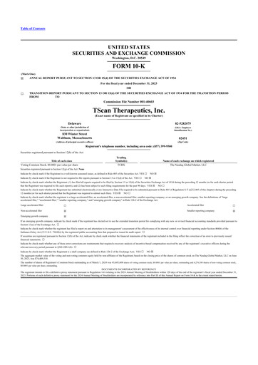Thumbnail TScan Therapeutics 10-K Annual Report 2023