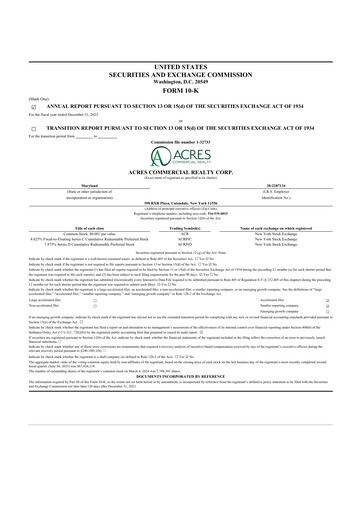 Thumbnail ACRES Commercial Realty 10-K Annual Report 2023