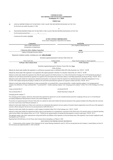 Miniature Acme United 10-K Rapport annuel 2023