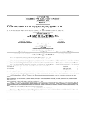 Thumbnail Aldeyra Therapeutics
 10-K Annual Report 2023