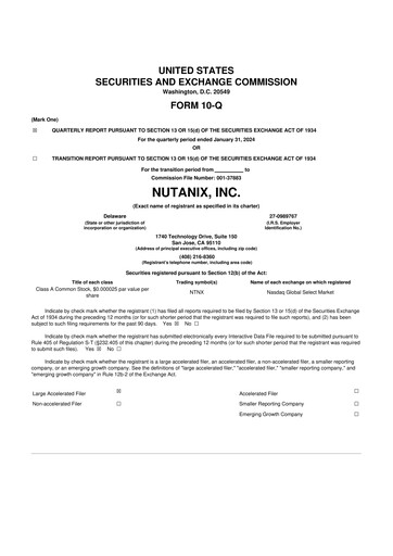 Thumbnail Nutanix 10-Q Quarterly Report FY 