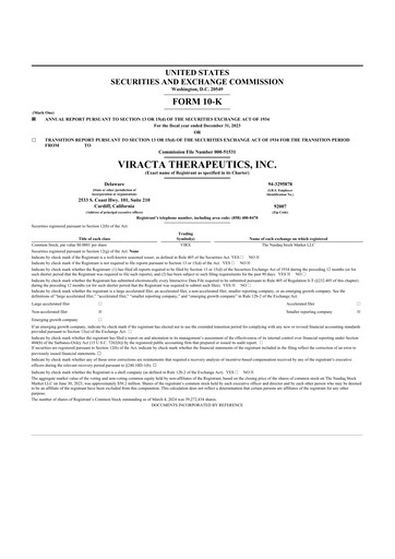 Miniature Viracta Therapeutics 10-K Rapport annuel 2023