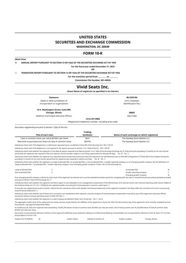 Thumbnail Vivid Seats 10-K Annual Report 2023