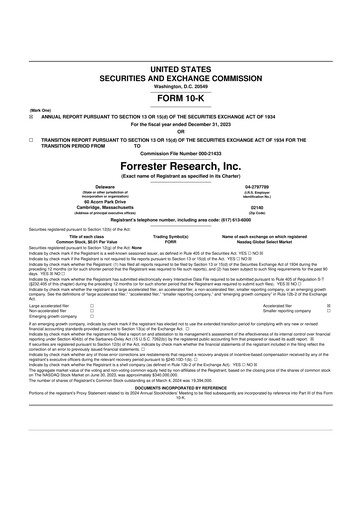 Thumbnail Forrester Research
 10-K Annual Report 2023