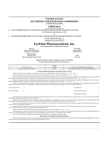 Thumbnail EyePoint Pharmaceuticals
 10-K Annual Report 2023