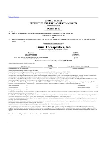 Thumbnail Janux Therapeutics 10-K Annual Report 2023