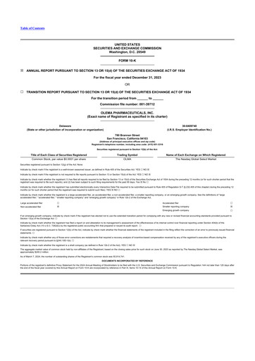 Thumbnail Olema Pharmaceuticals 10-K Annual Report 2023