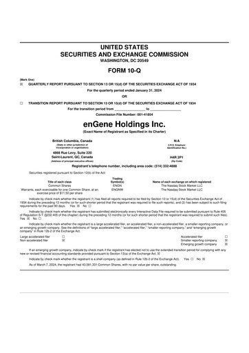 Miniature enGene 10-Q Rapport trimestriel 2024 