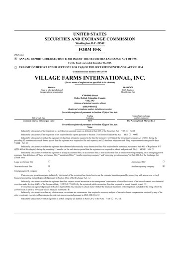 Thumbnail Village Farms International 10-K Annual Report 2023