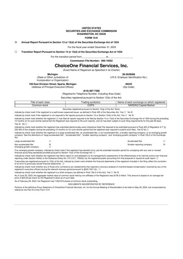 Miniature ChoiceOne Financial Services 10-K Rapport annuel 2023