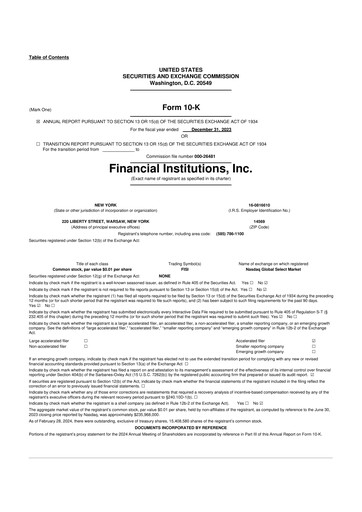 Thumbnail Financial Institutions 10-K Annual Report 2023