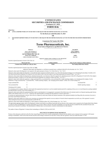 Thumbnail Terns Pharmaceuticals 10-K Annual Report 2023