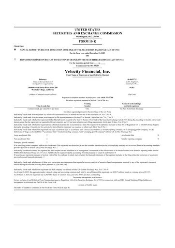 Thumbnail Velocity Financial 10-K Annual Report 2023
