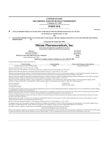 Thumbnail Mirum Pharmaceuticals 10-K Annual Report 2023