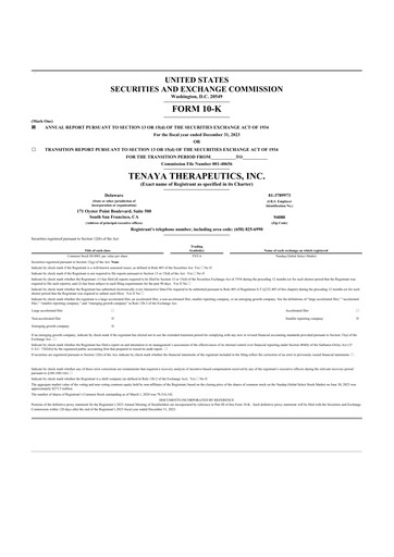 Thumbnail Tenaya Therapeutics 10-K Annual Report 2023