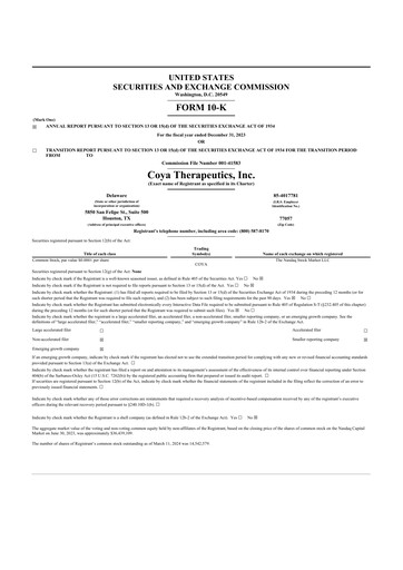 Thumbnail Coya Therapeutics 10-K Annual Report 2023