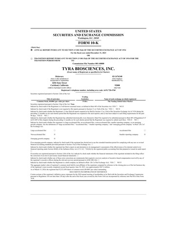 Miniature Tyra Biosciences 10-K Rapport annuel 2023