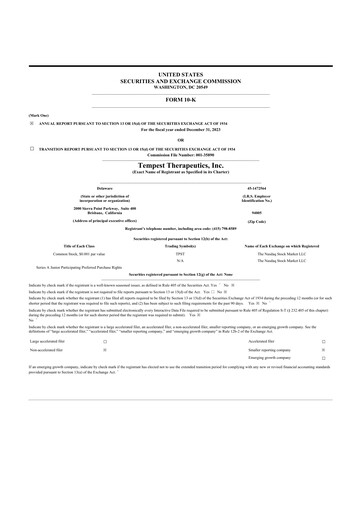 Thumbnail Tempest Therapeutics 10-K Annual Report 2023