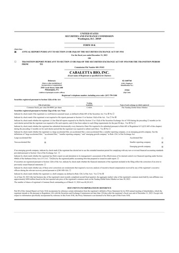 Vorschaubild Cabaletta Bio 10-K Jahresbericht 2023